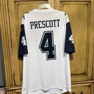 Dallas Cowboy’s Prescott #4 Men's White and Navy Football Jersey